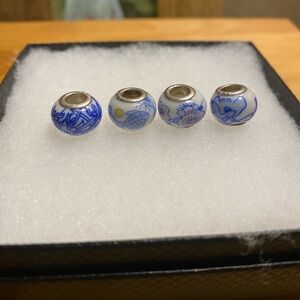 Beautiful Sterling 925 Blue and White Asian Bead Charms